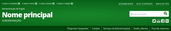 Cabeçalho da identidade digital de governo (versão verde) com barra de acessibilidade  no topo