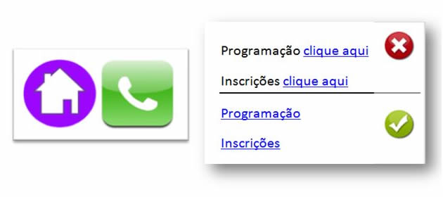 Exemplo de links descritos apenas clique aqui