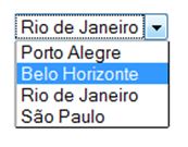 Caixa de seleção contendo cidades sem nenhum botão ao lado