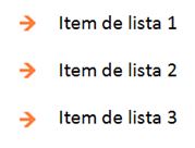 Lista com 3 itens onde é utilizada setas para indicações de cada item