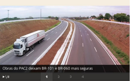Banner com controles para iniciar e pausar a ação de passagem das notícias