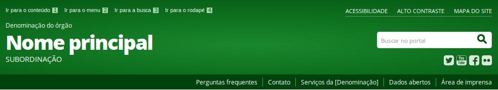Exemplo de barra de acessibilidade contendo atalhos, alto contraste e página de acessibilidade.